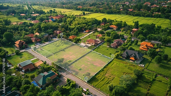 Obraz Aerial view of real estate business growth graph.