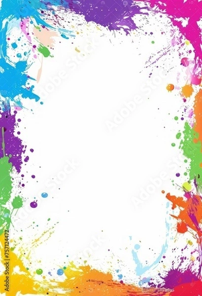 Obraz Frame template made of colorful paint stains perfect for adding a creative touch to your designs, holi background photo