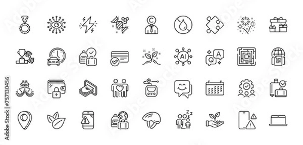 Fototapeta Phone warning, Organic product and Book car line icons pack. AI, Question and Answer, Map pin icons. Baggage reclaim, Internet documents, Startup concept web icon. Vector