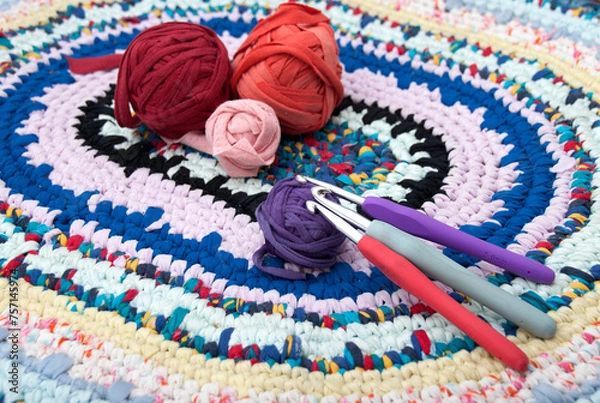 Obraz Colored rug and crochet hooks