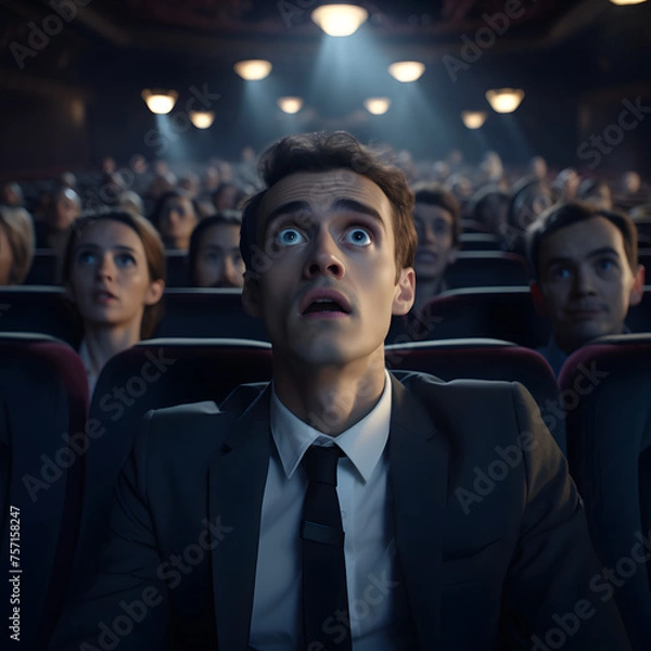 Fototapeta Movie in a Cinema with a Surprise Plot Twist and Intense Emotions Generative AI

