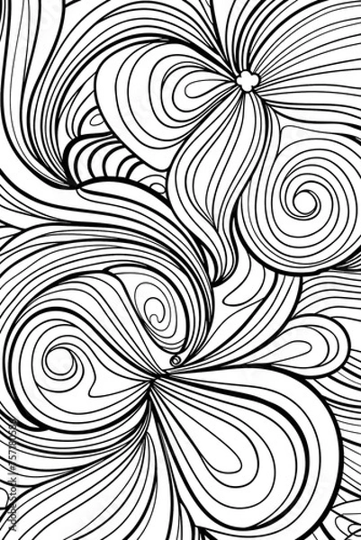 Fototapeta Graceful floral and swirl patterns with a black and white scheme, perfect for chic wallpapers and fabric designs