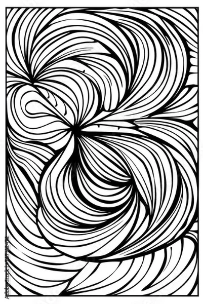 Obraz A captivating image featuring a complex array of black and white swirls that intertwine creating a hypnotic pattern