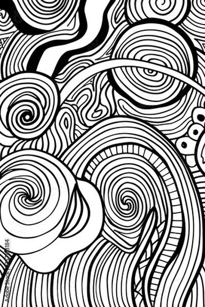 Obraz Dynamic interaction of swirling lines and abstract shapes in a bold design
