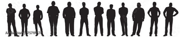 Fototapeta silhouette of people. Set of people silhouette. Group or collection of people silhouette. 