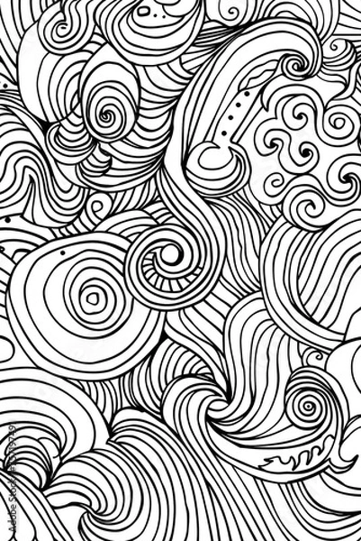 Obraz Intricate swirl patterns creating a mesmerizing black and white abstract image suitable for backgrounds or textures