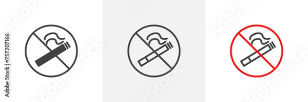 Obraz No Smoking Cigarette Sign Isolated Line Icon Style Design. Simple Vector Illustration