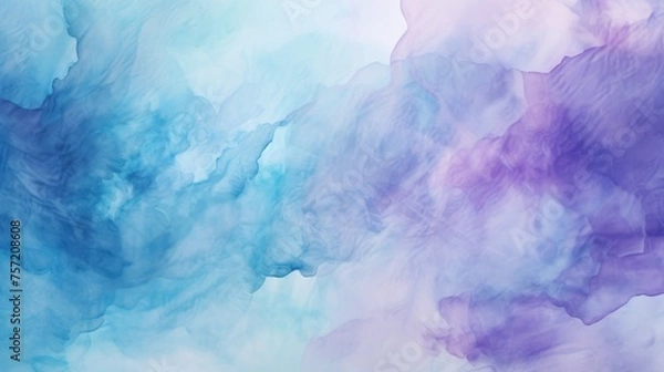 Fototapeta Abstract ombre watercolor background with Turquoise, Teal blue, Lavender