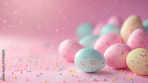 Obraz Light background with Easter eggs