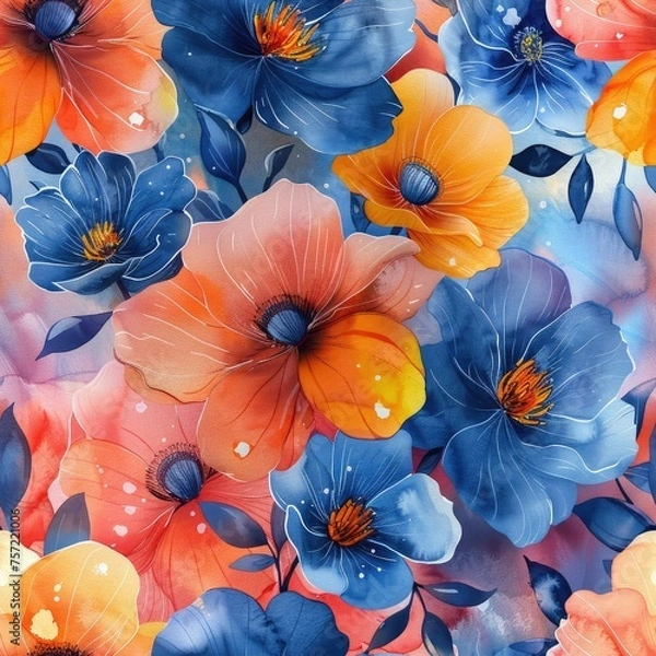 Obraz Watercolor seamless designs pattern backgrounds