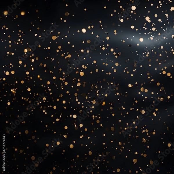 Fototapeta Black Surface with Gold Dots and a Golden Pattern Generative AI
