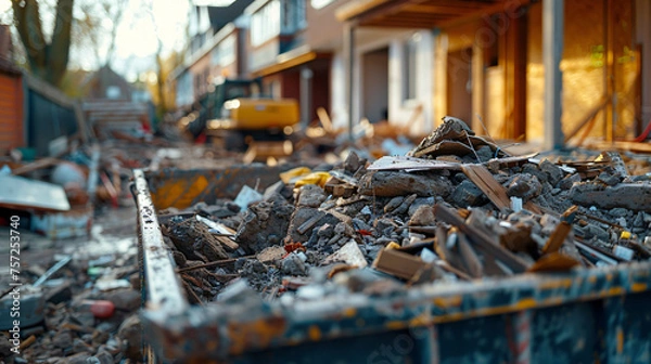 Fototapeta Caisson for the recovery of rubble during the construction of a building. Generative AI