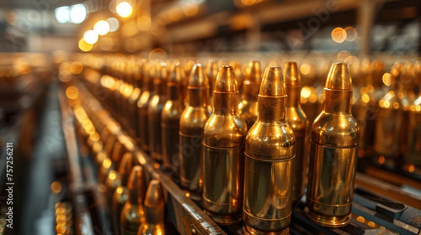 Obraz Production of projectiles for war. Large calibre for tanks. Generative AI