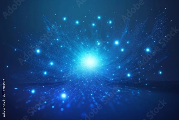 Fototapeta Dark blue and glow particle abstract background