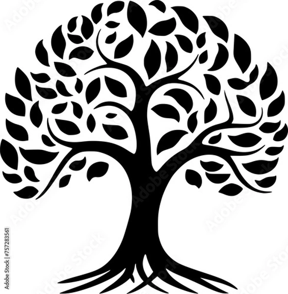 Fototapeta Tree Of Life - Black and White Isolated Icon - Vector illustration