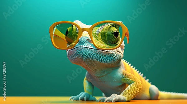 Obraz Colorful chameleon on background
