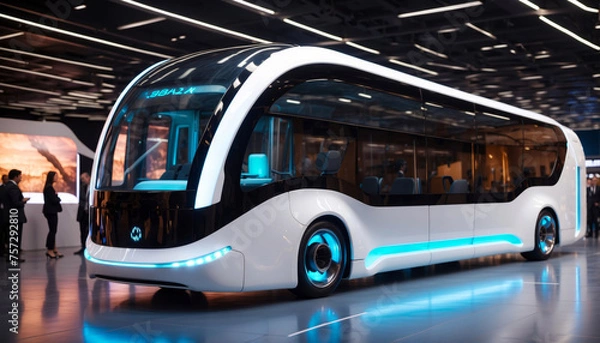 Obraz A futuristic white bus