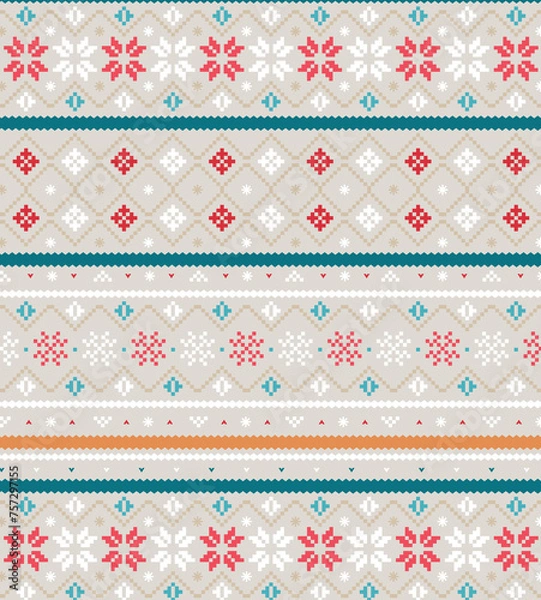 Obraz Fairisle Christmas pattern background
