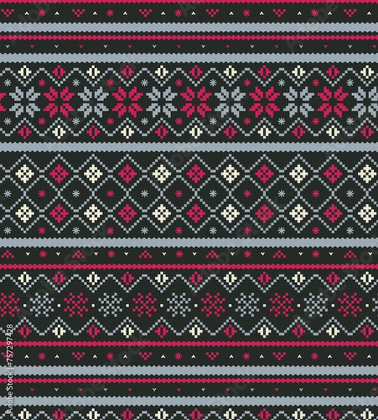 Obraz Seamless knitted fairisle pattern