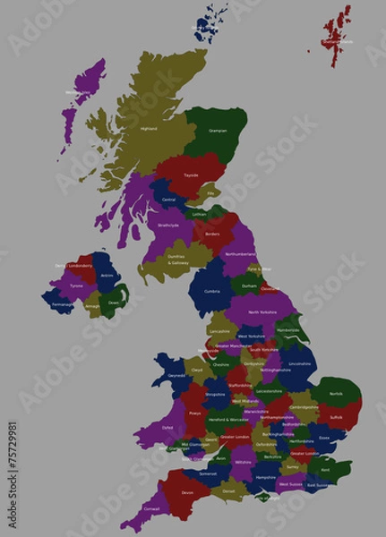 Obraz Highly detailed political United Kingdom map