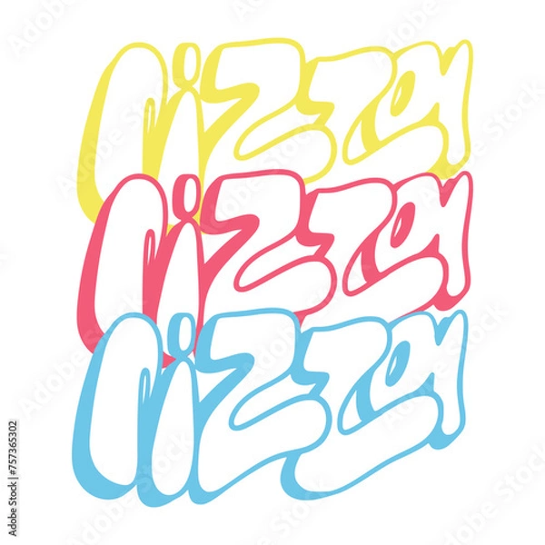 Obraz Graffiti art pizza, full isolated, vector, transparent