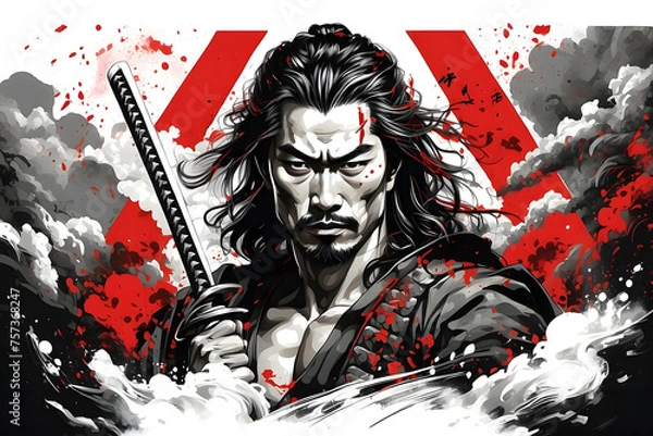 Fototapeta samurai with sword 