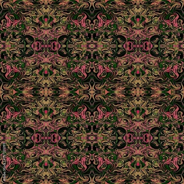 Obraz Pink black and green tileable design