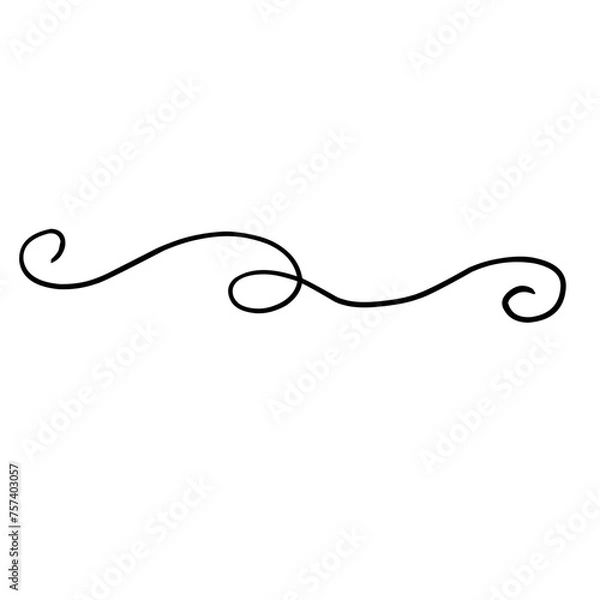 Fototapeta Swirl ornament stroke. Ornamental curls, swirls divider and filigree ornaments handdrawn doodle style vector