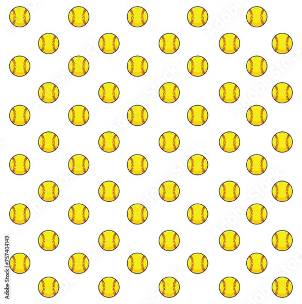 Fototapeta Background Vector illustration seamless pattern softball isolated on white background