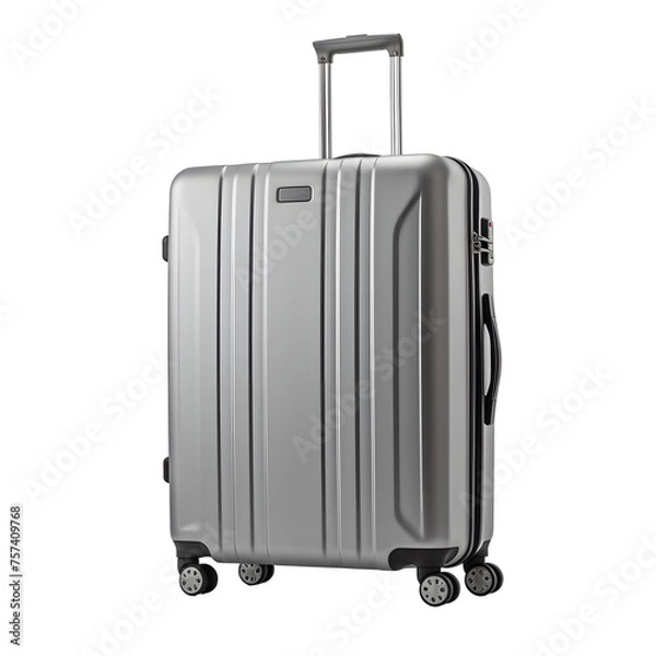 Fototapeta Separate silver Trolley Case on Transparent Background. Ai generated 
