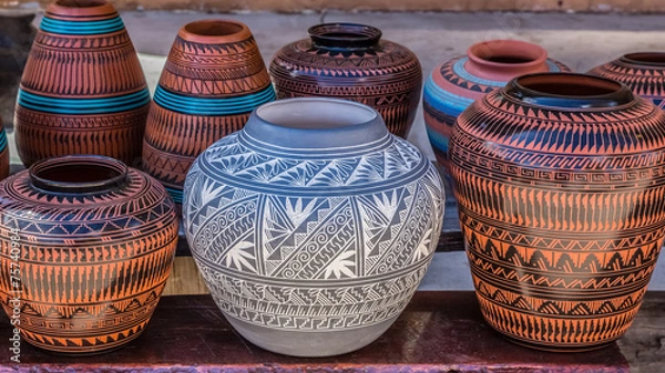 Fototapeta Clay Pots, Santa Fe, Nowy Meksyk