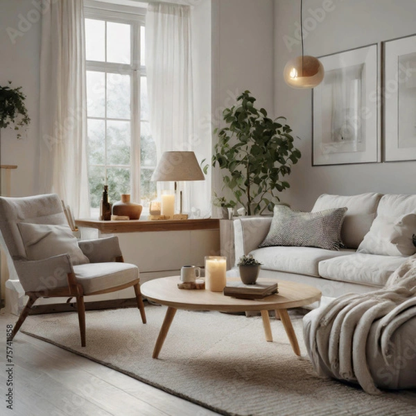 Fototapeta 북유럽풍 인테리어의 거실