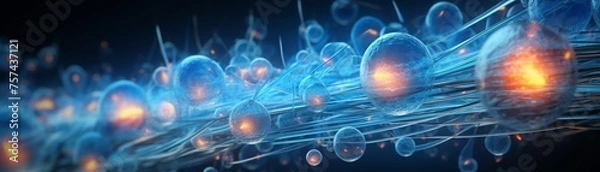 Fototapeta An animator depiction of bacteria evolving with futuristic technology magnified to reveal intricate details
