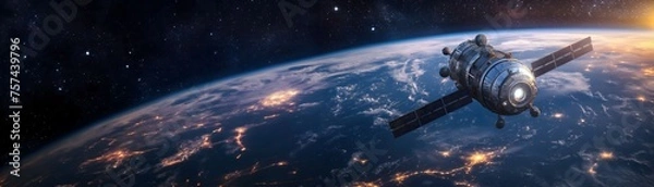 Obraz Orbiting Spacecraft Over the Twilight Horizon