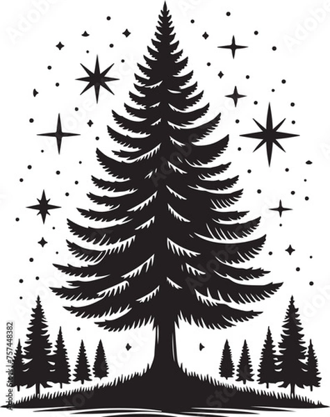 Fototapeta Pine Tree Silhouette vector Illustration Set