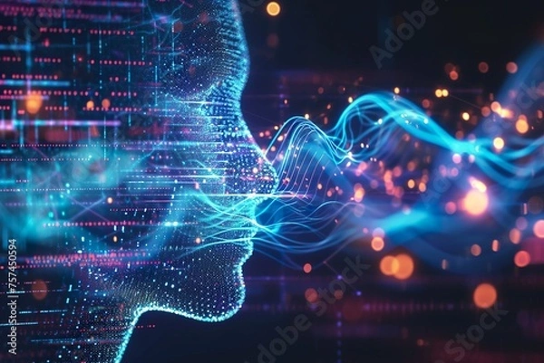 Fototapeta holographic representation of the voice sound