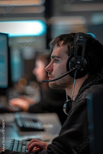Obraz Photo of a Call Center Operator Providing Customer Service
