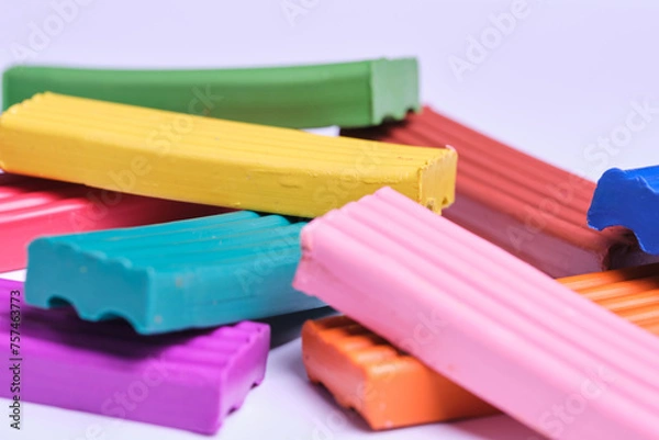 Fototapeta Background made bright multicolored plasticine designed for modeling and creativity.