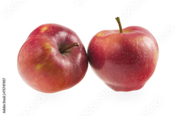 Fototapeta Two red apples on a white background