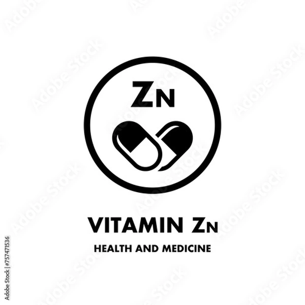 Fototapeta Vitamin Zn vector icon. Vector icon for health. Icon vitamin pill.