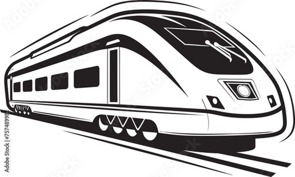 Fototapeta Velocity Venture Emblem of High Speed Bullet Train Sonic Swift Black Logo Design with Bullet Train