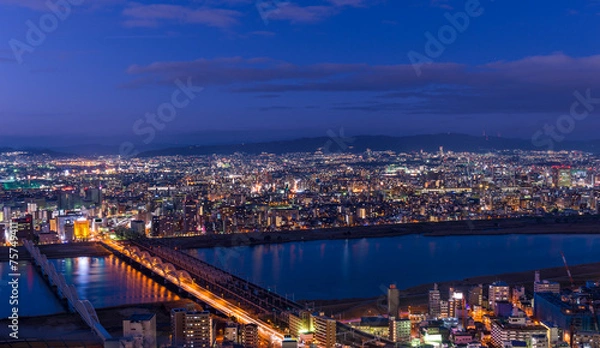 Fototapeta Sunset over Osaka