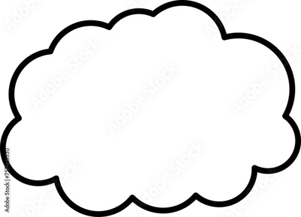 Fototapeta Trendy think bubble in flat style. Think bubble isolated on white background. Cloud line icon Vector art.