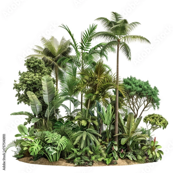 Obraz Jungle white, transparent background, isolated image, generative AI