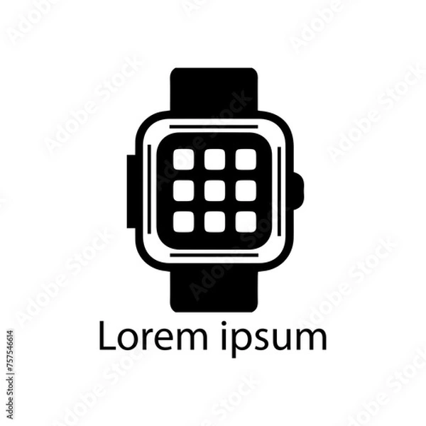 Fototapeta Hand Watch Icon. Wrist Watch Simple Black Line Icon on White Stock Vector - Illustration.