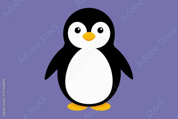 Fototapeta Penguin silhouette and black on white background