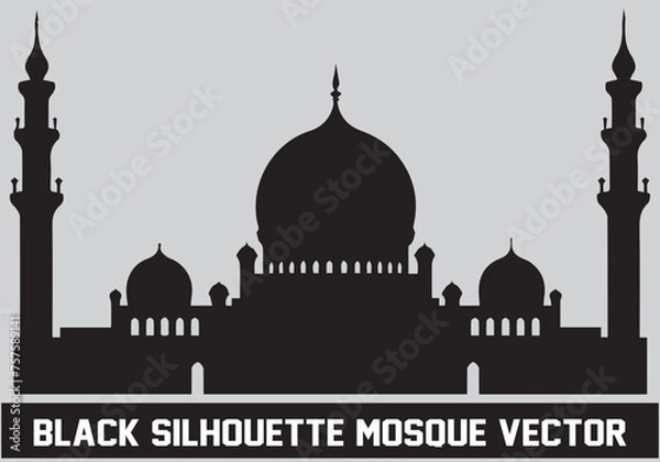 Obraz Mosque Black Silhouette Icon Vector Illustration for islamic Element Vector