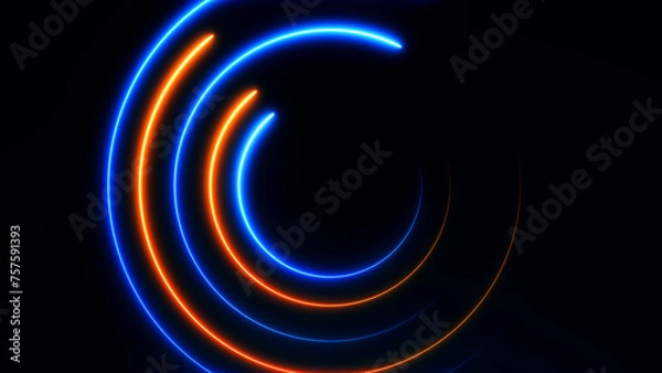 Obraz Abstract background with glowing neon circles 