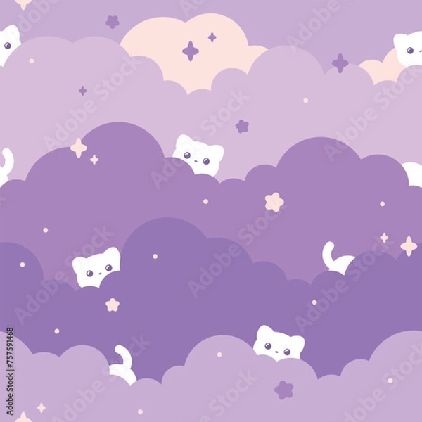 Obraz Cute purple sky pattern