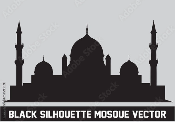 Obraz Mosque Black Silhouette Icon Vector Illustration for islamic Element Vector